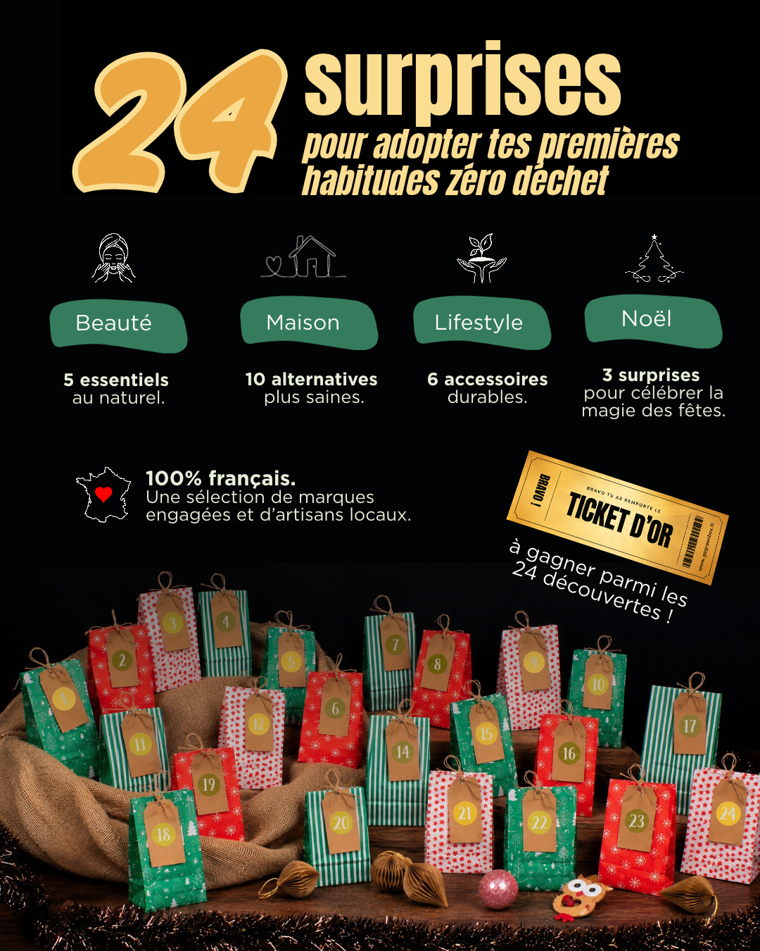 Calendrier de l’Avent zéro déchet 2026 : 24 surprises écoresponsables